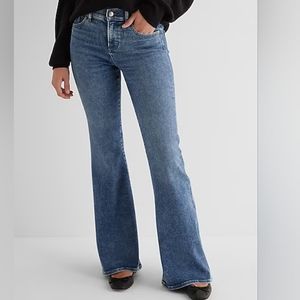 EXPRESS: Mid Rise Medium Wash 70s Flare Jeans